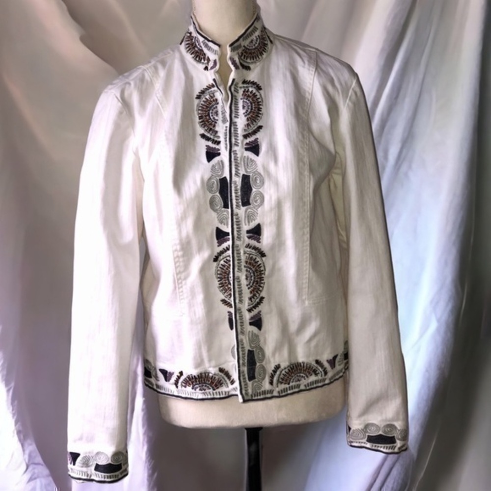 Coldwater Creek Embroidered Open Style Jacket Size M